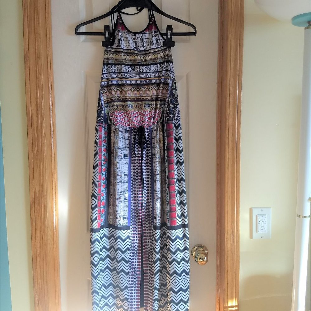 RARE Clover Canyon strappy geometric halter dress EUC